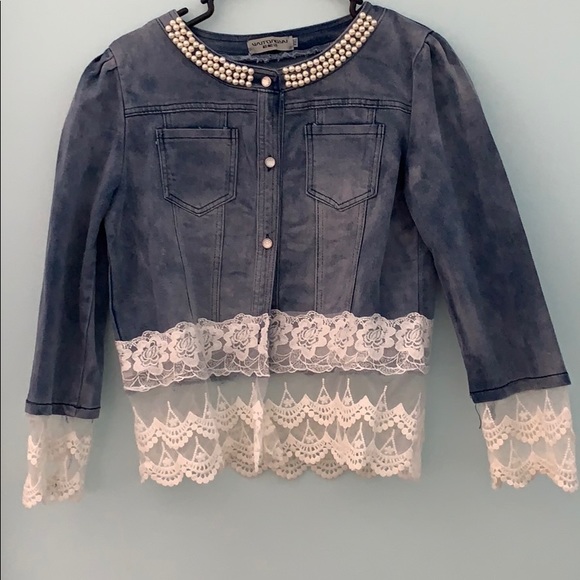 jean jacket with lace bottom